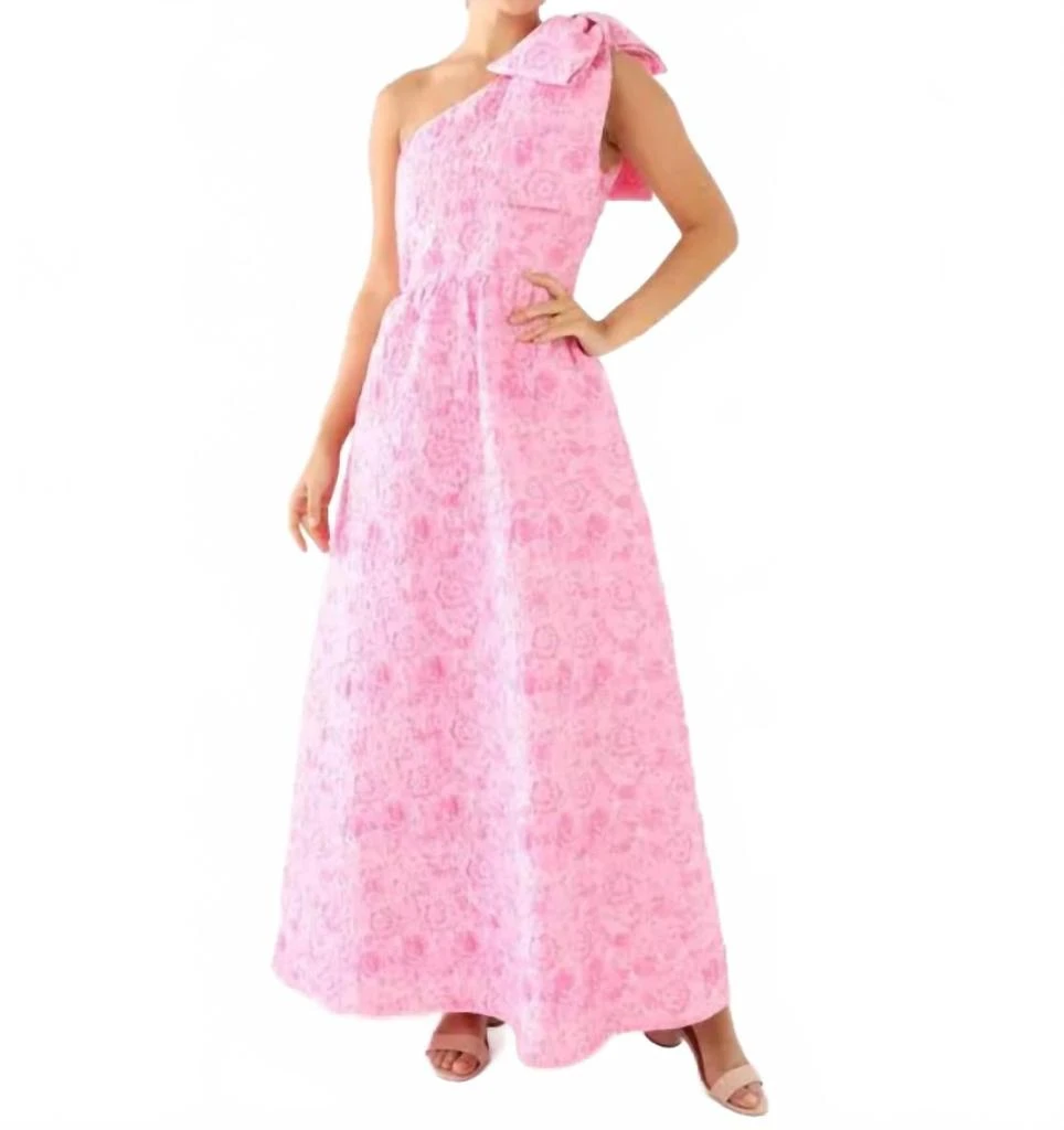 ABBEY GLASS Brooke One-Shoulder Gown In Pink