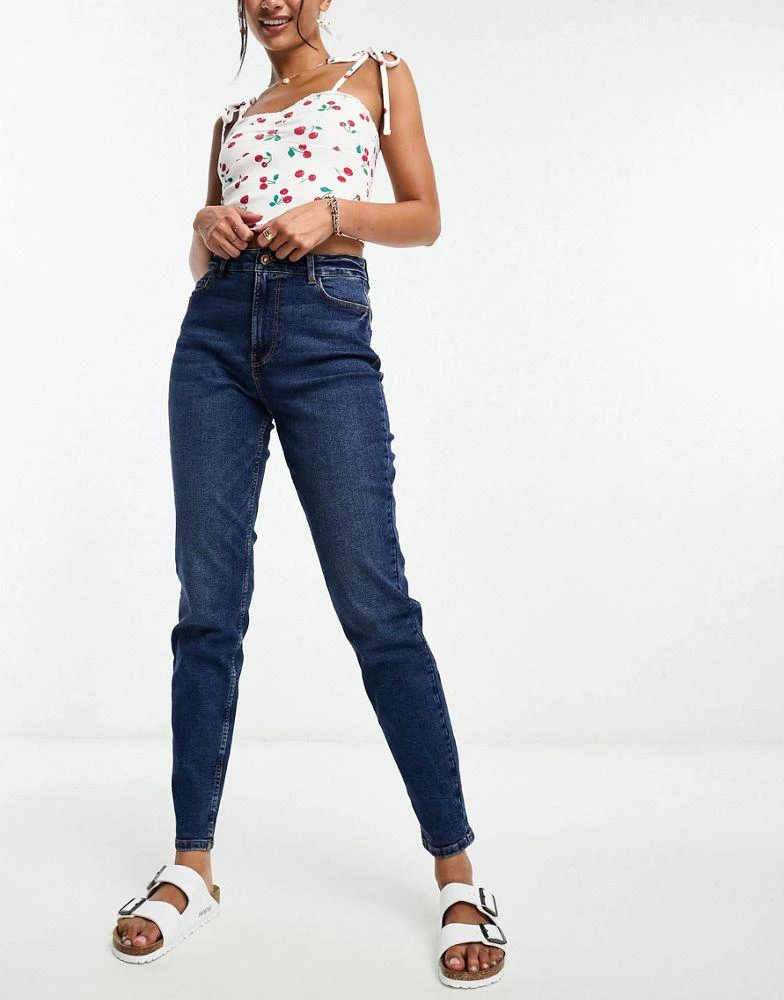 Pieces Pieces Kesia mom jeans in dark blue denim 1
