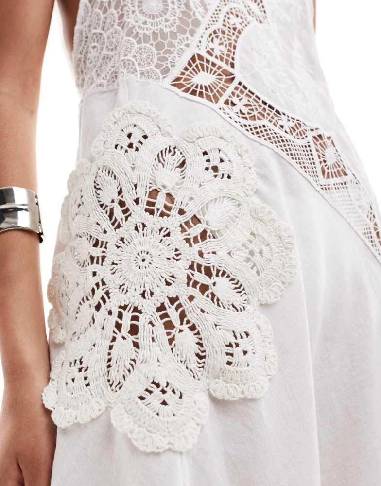 Mango Mango Selection hanky hem crochet dress in cream 3