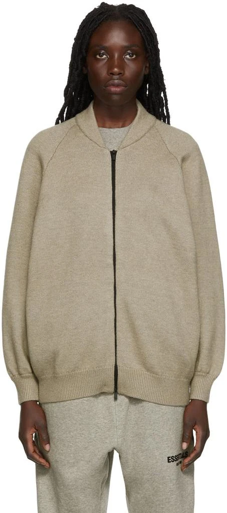 Fear of God ESSENTIALS Gray Knit Zip-Up Sweater 1