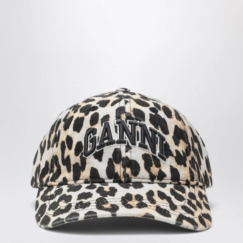 Ganni Leopard-Print Canvas Baseball Cap – On Sale Now with Up to