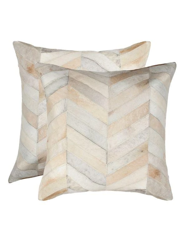 Natural Torino Chevron Cow Hair Pillow- Set of 2 1