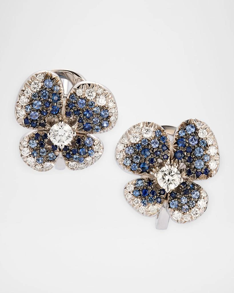 Miseno Ischia 18K White Gold Blue Sapphire and Diamond Stud Earrings