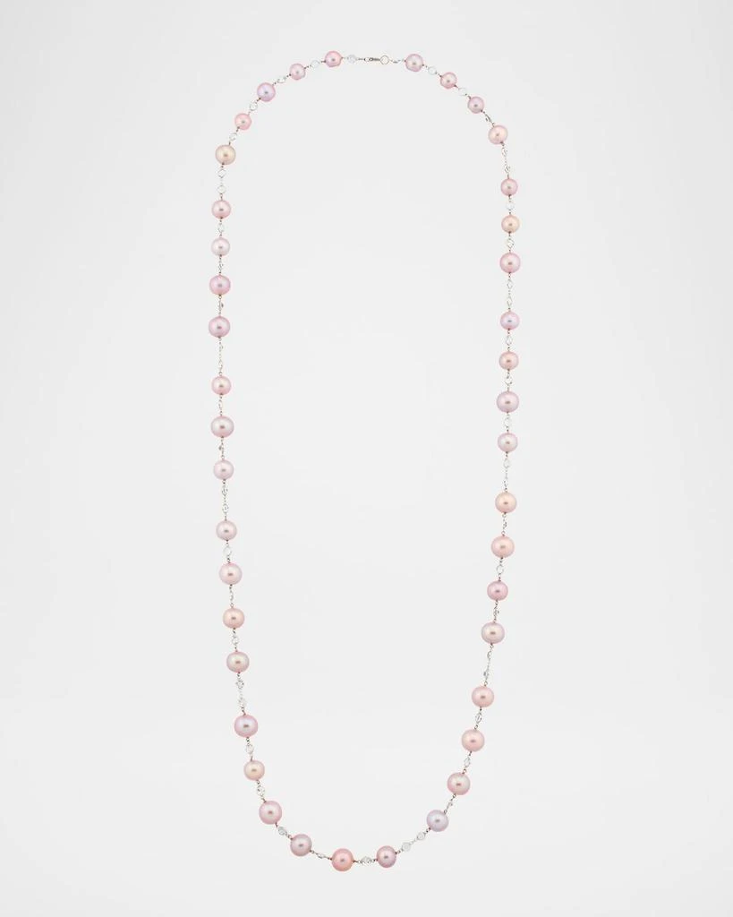 BELPEARL 18K White Gold Freshwater Pearl and Moonstone Necklace, 42"L 1