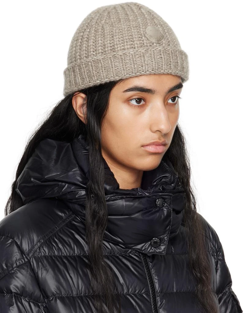 Moncler Taupe Virgin Wool Beanie 2