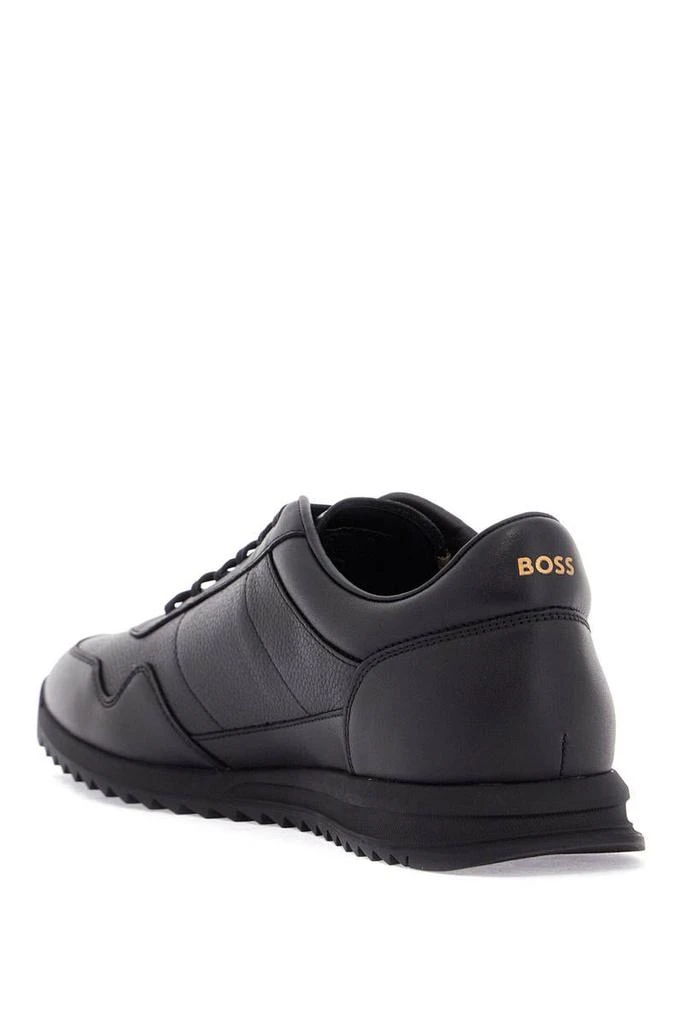 Hugo Boss men's black leather minimalist sneakers zayn_lowp_lttb 3