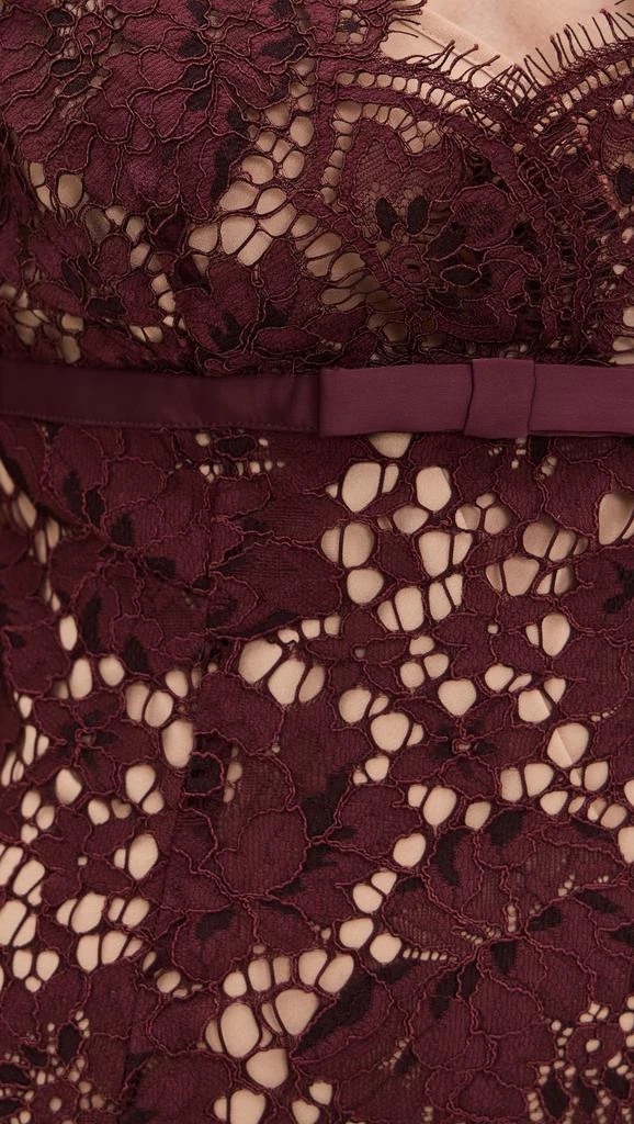 Self Portrait Burgundy Floral Lace Midi Dress 5