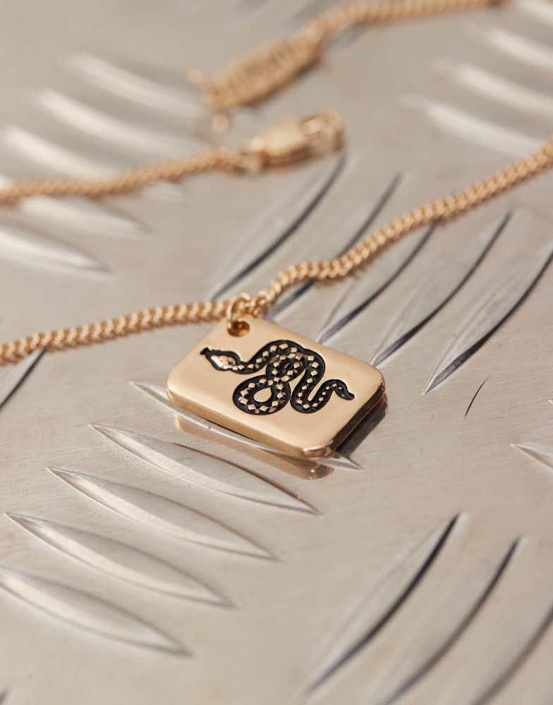 CLASSICS 77 Classics 77 chain necklace with snake tag pendant in gold