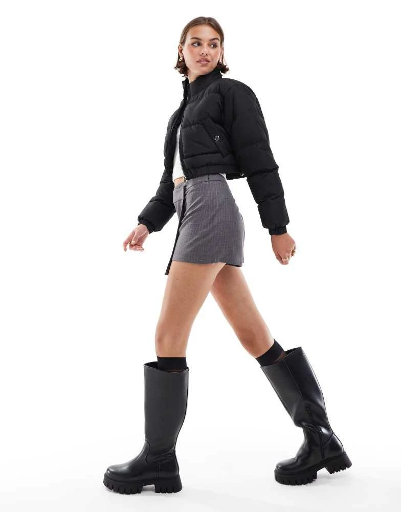 Brave Soul Brave Soul cropped puffer jacket in black 2
