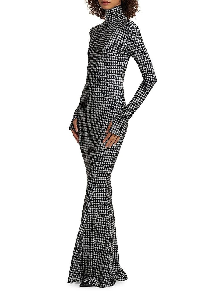 Norma Kamali Houndstooth Turtleneck Fishtail Gown 4