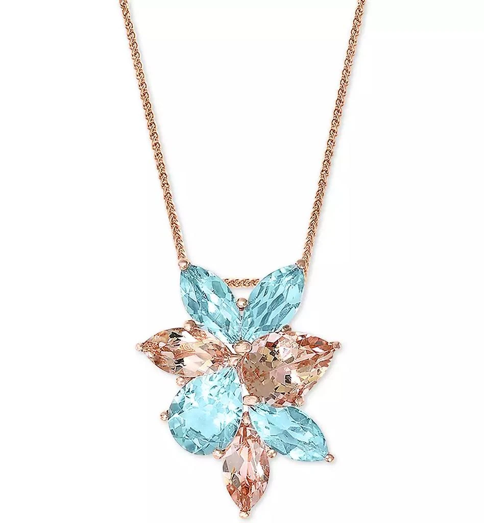 LALI Jewels Aquamarine (2-5/8 ct. t.w.)
Morganite (2-1/4 ct. t.w) 18" Pendant Necklace in 14k Rose Gold