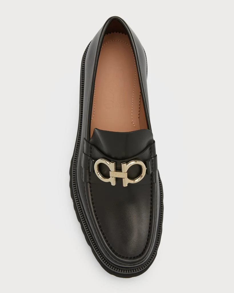 Salvatore Ferragamo Men's Bleecker Leather Lug-Sole Loafers with Reversible Bit 5