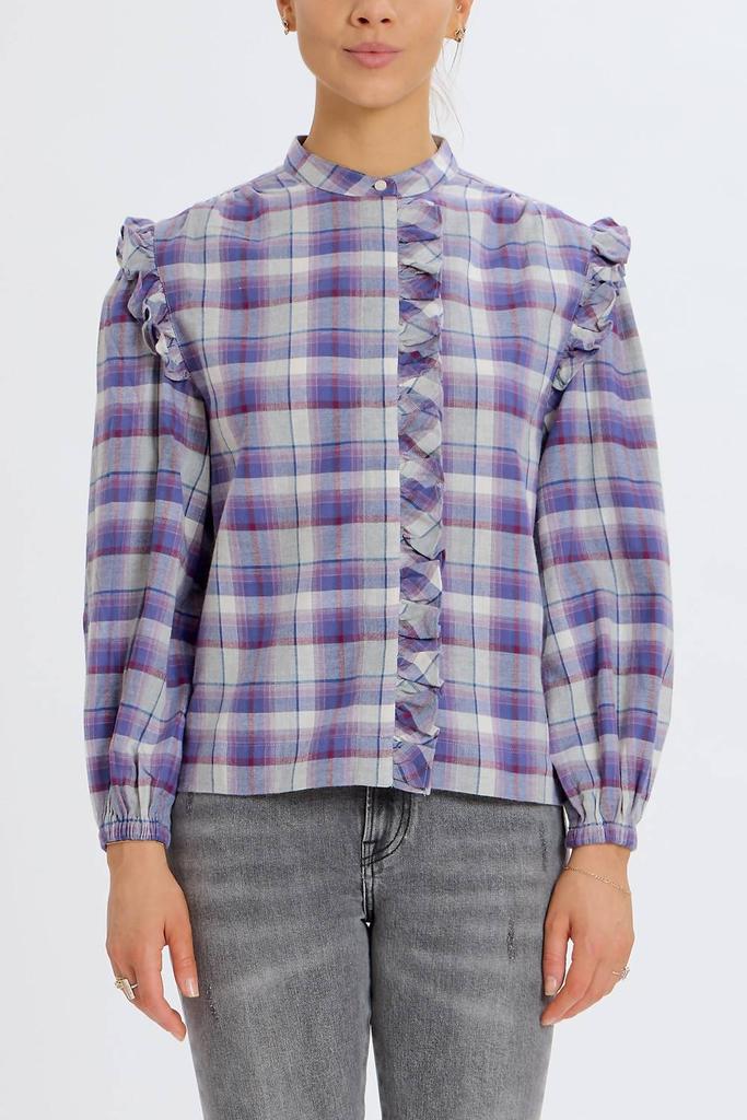 Something Navy Something Navy - Flannel Plaid Ruffle Shirt