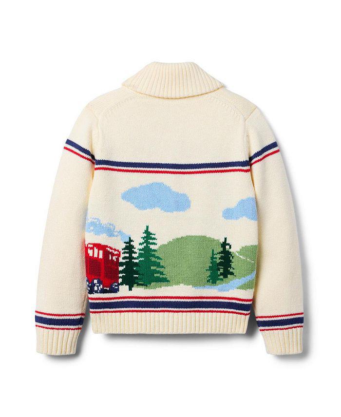 Janie and Jack Boys' Cozy Train Cardigan - Little Kid, Big Kid