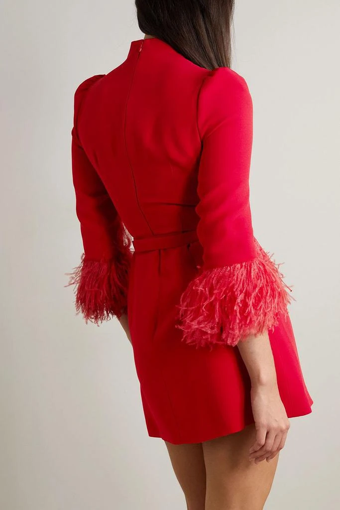 Andrew Gn Belted crystal-embellished feather-trimmed crepe mini dress 3