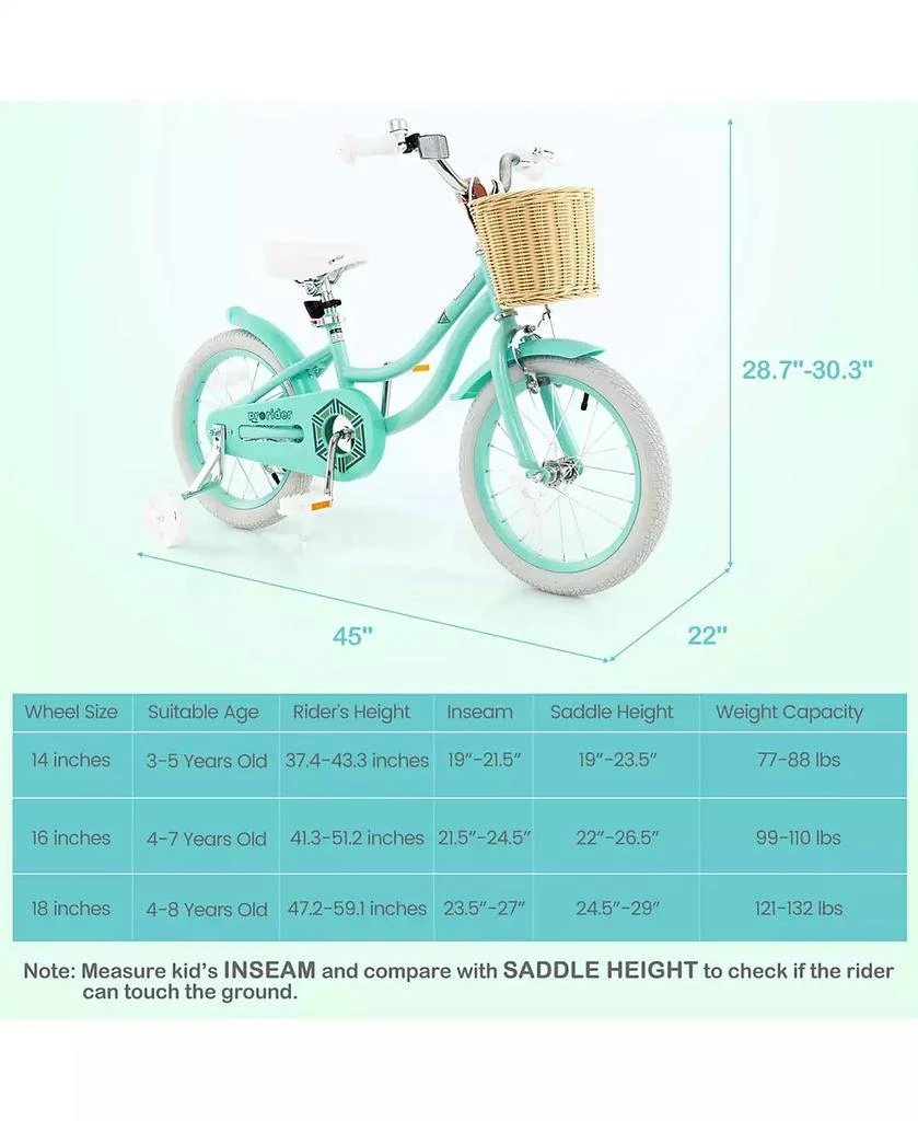 Costway 16" Kid s Bike with Training Wheels Adjustable Handlebar Seat Handbrake 2