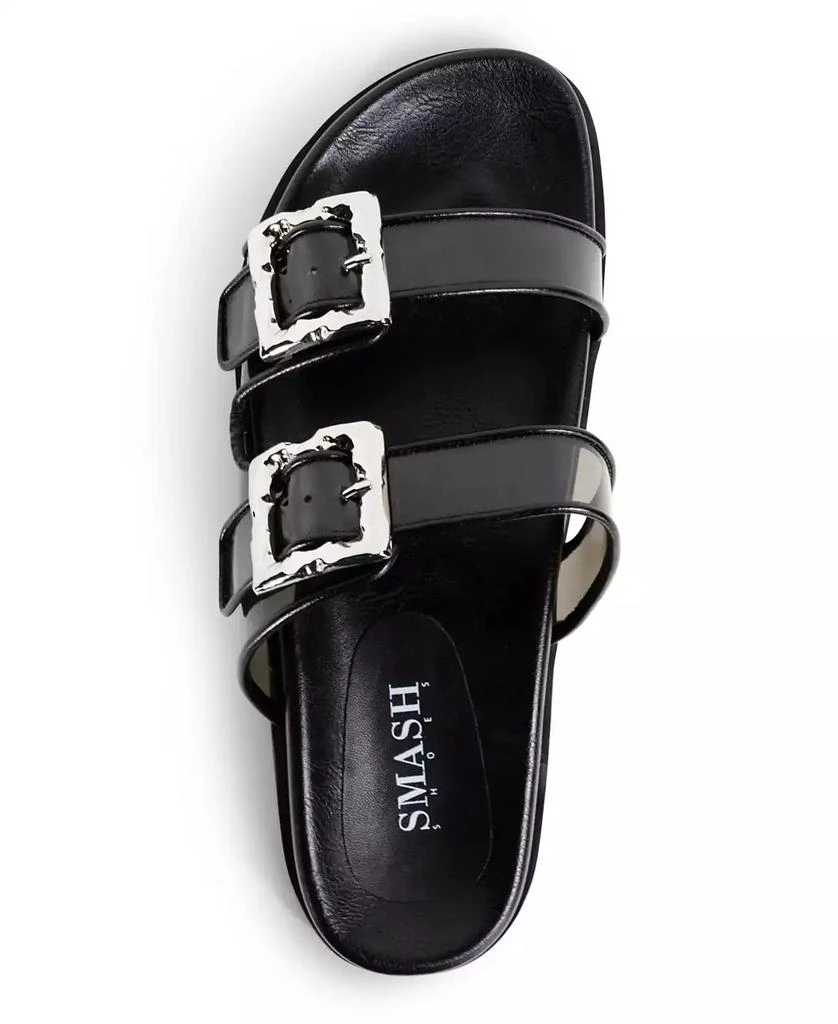 SMASH Shoes Women's Kaia Double Band Buckle Sporty Flatform Footbed Slide Sandals - Extended Sizes 10-14 6