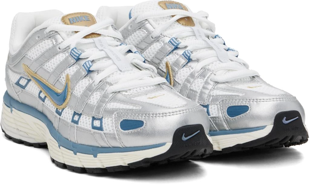 NIKE White & Blue P-6000 Sneakers 4