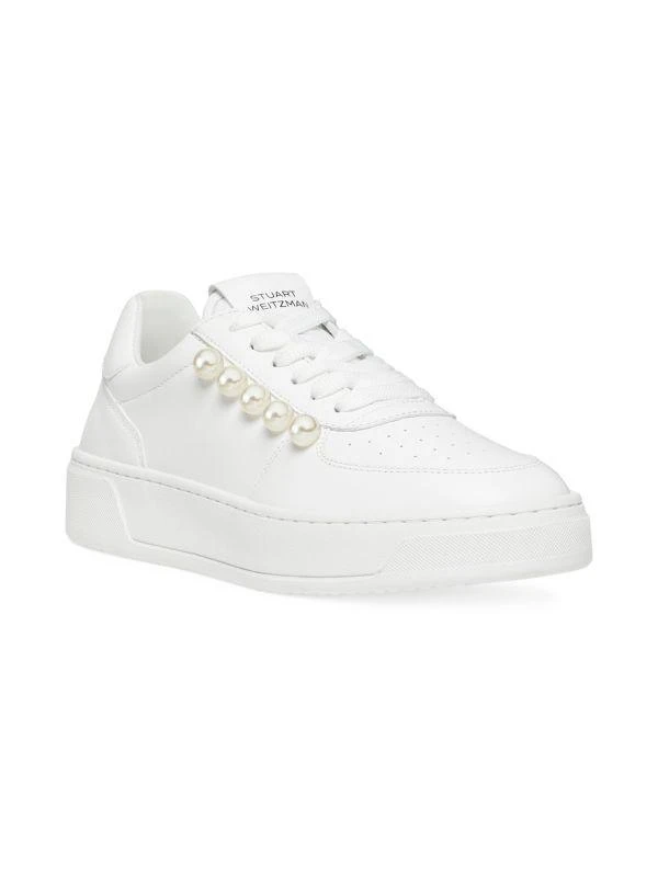 Stuart Weitzman Courtside Pearl Leather Low Top Sneakers 3