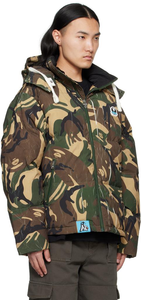 AAPE Multicolor Moonface Camo Hooded Down Jacket