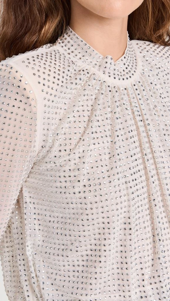 Self Portrait Cream Rhinestone Mesh Top 5