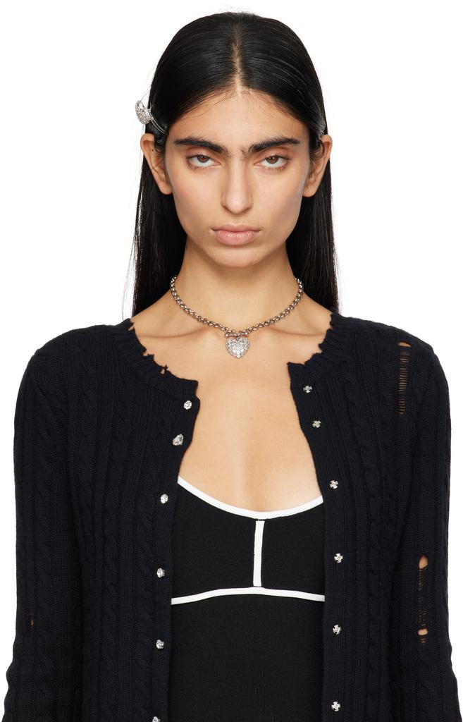 JUSTINE CLENQUET Heart クリスタルネックレス　y2k Shop Silver Heart Crystal Necklace on Sale at BeyondStyle