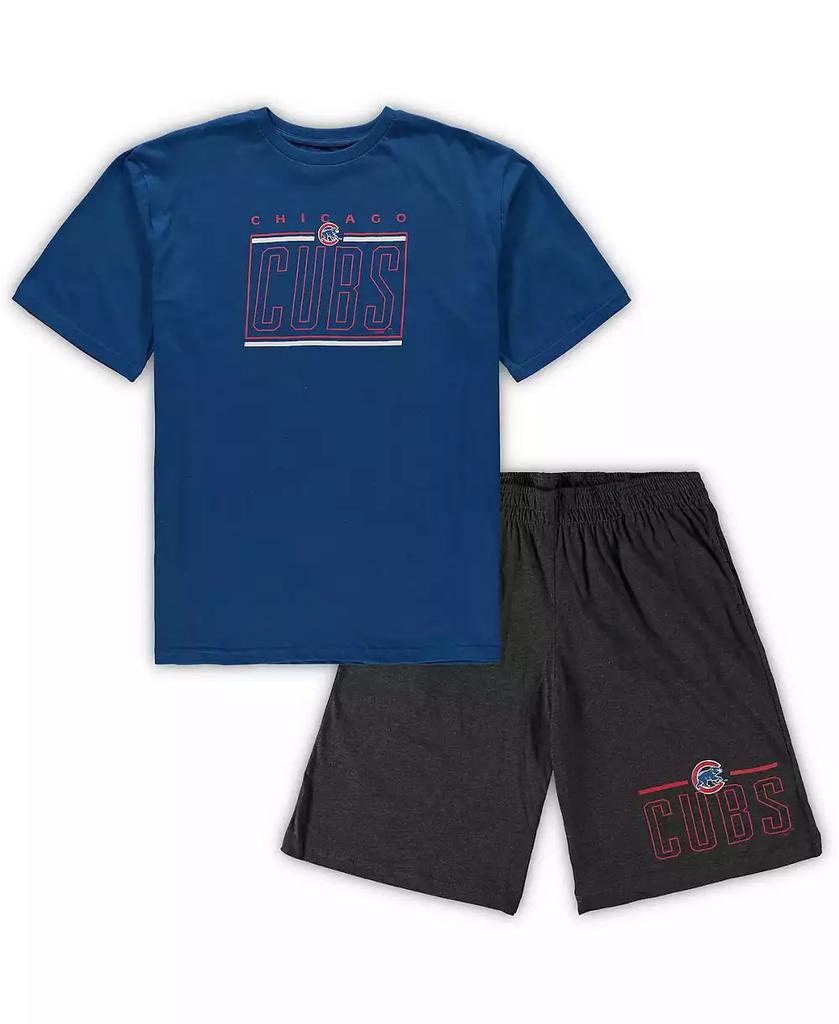 Concepts Sport Men's Royal, Heathered Charcoal Chicago Cubs Big and Tall T-shirt and Shorts Sleep Set