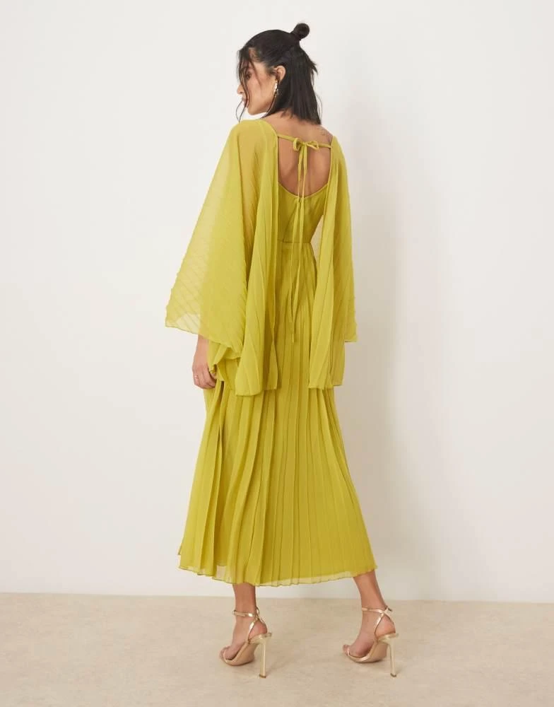 ASOS ASOS DESIGN cape detail pleated maxi dress in green 3