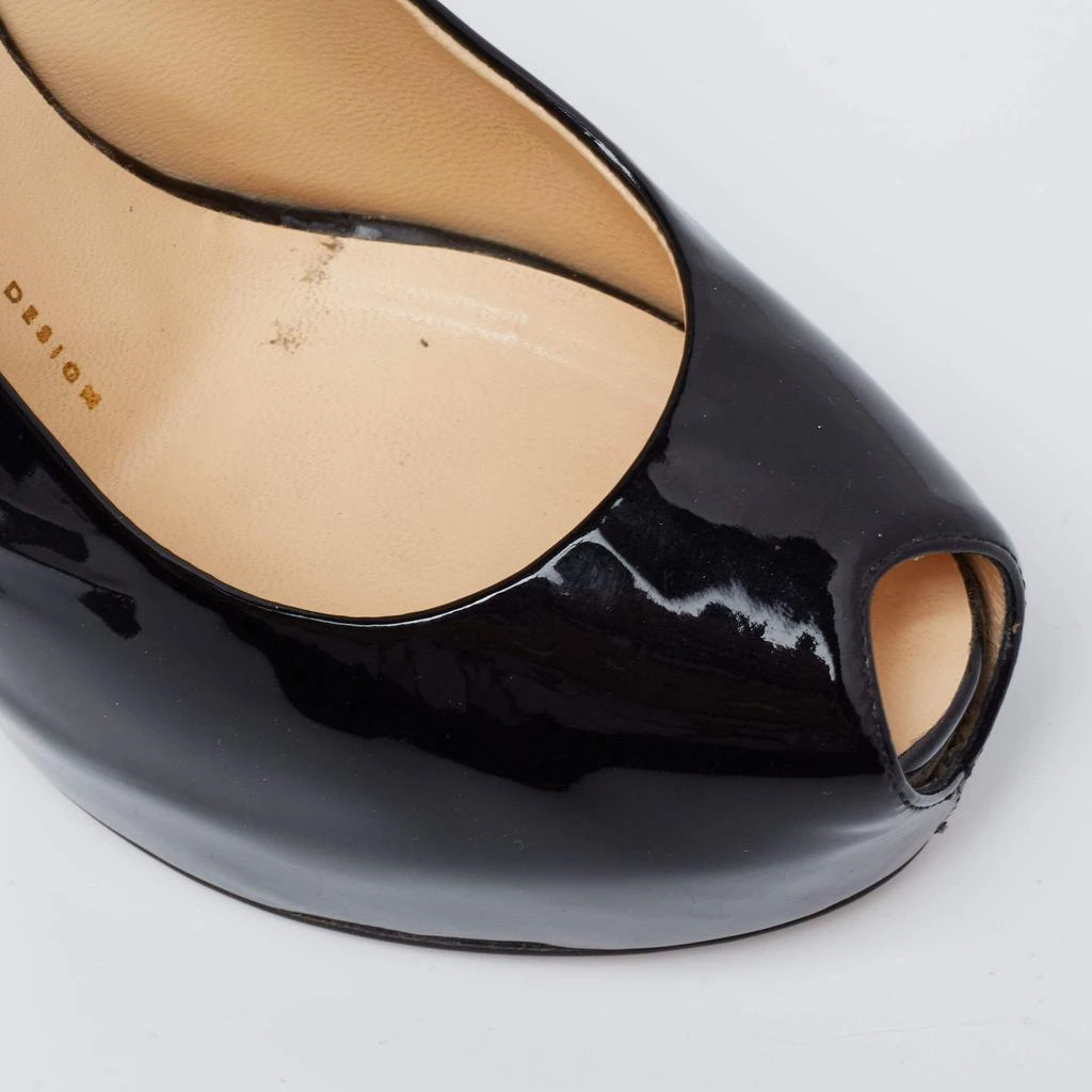 Giuseppe Zanotti Giuseppe Zanotti Black Patent Leather Peep Toe Slingback Platform Pumps Size 38 7