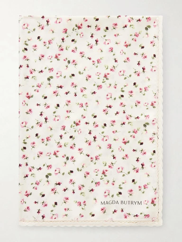 Magda Butrym Lace-trimmed Floral-print Silk-twill Scarf