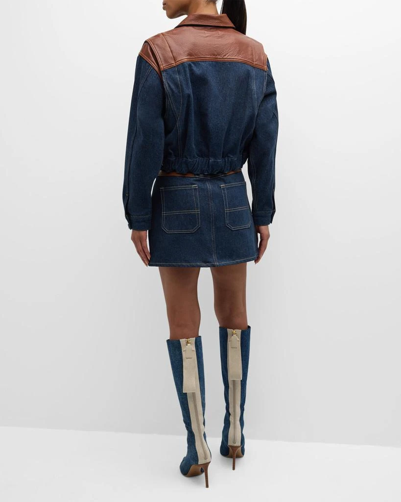 FRAME Atelier Denim and Leather Bomber Jacket 6