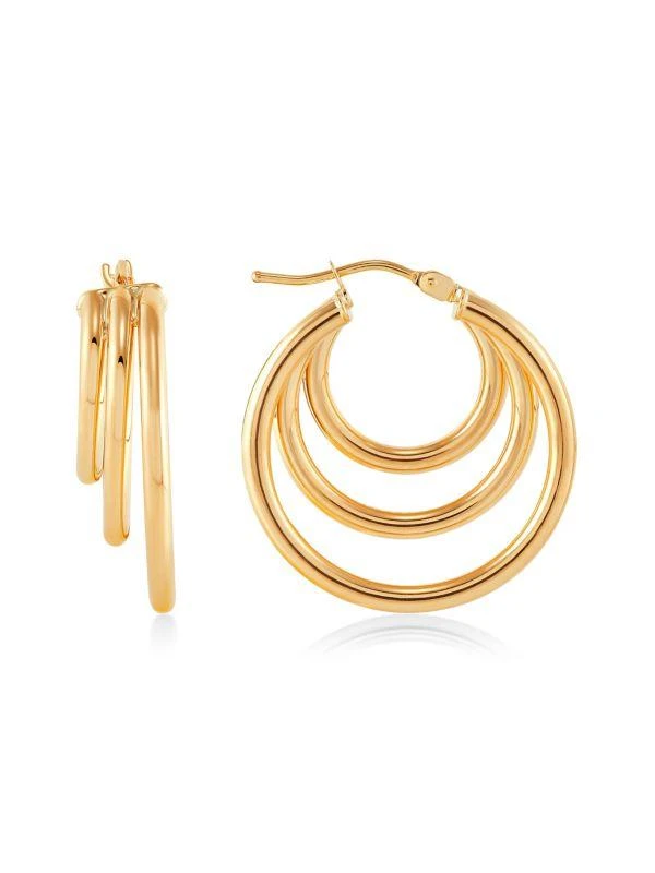 Saks Fifth Avenue 14K Yellow Gold Polished Triple-Row Hoop Earrings 1