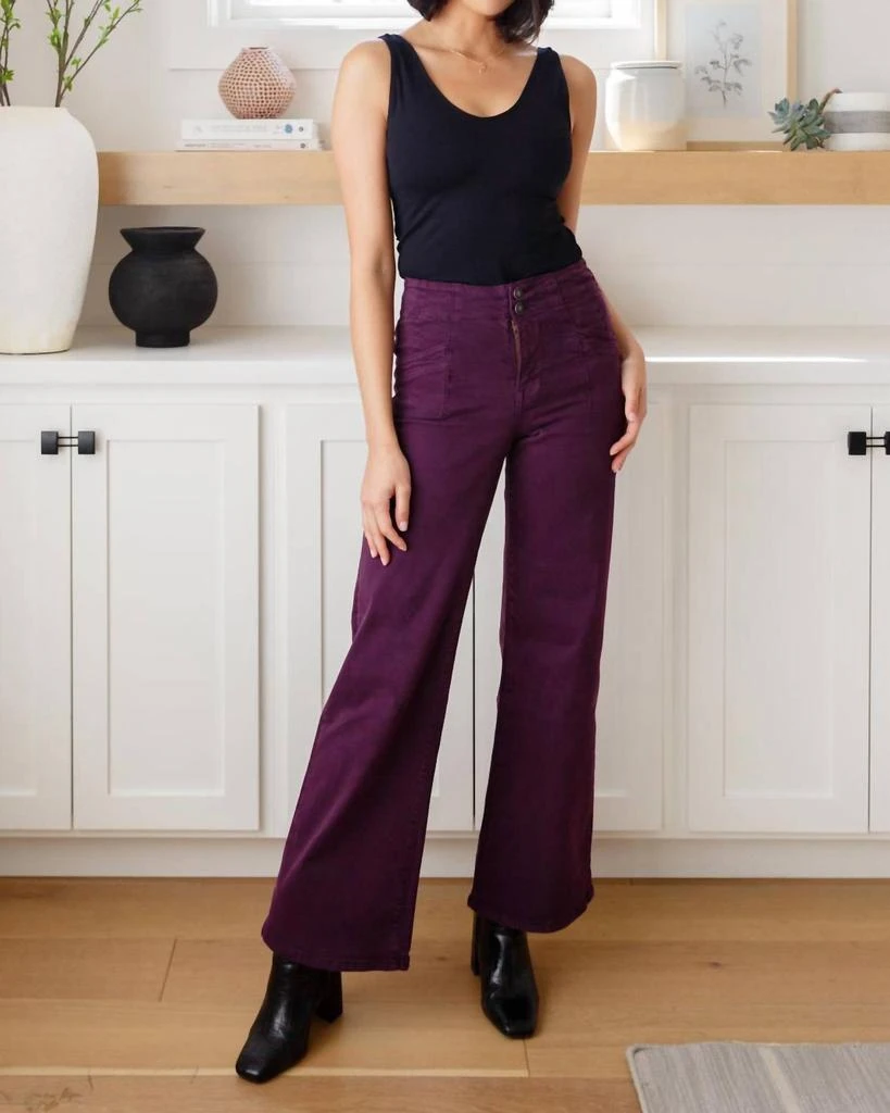 mica denim Petunia High Rise Wide Leg Jeans In Plum 2