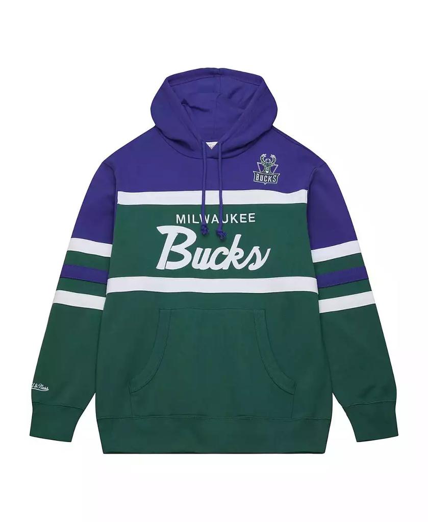 Mitchell & Ness Men's Green, Purple Milwaukee Bucks Head Coach Pullover Hoodie