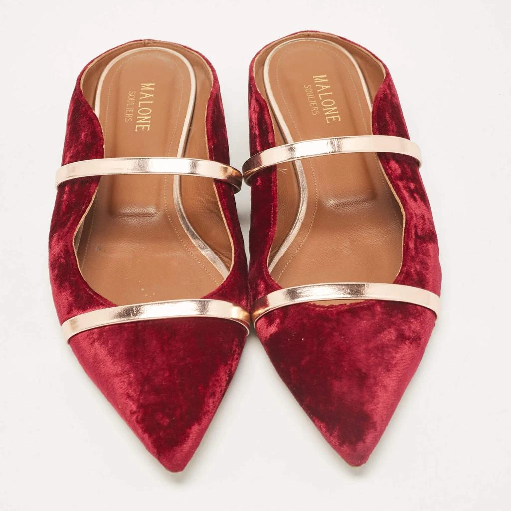 Malone Souliers Malone Souliers Burgundy/Rose Gold Velvet Maureen Flat Mules Size 40 3