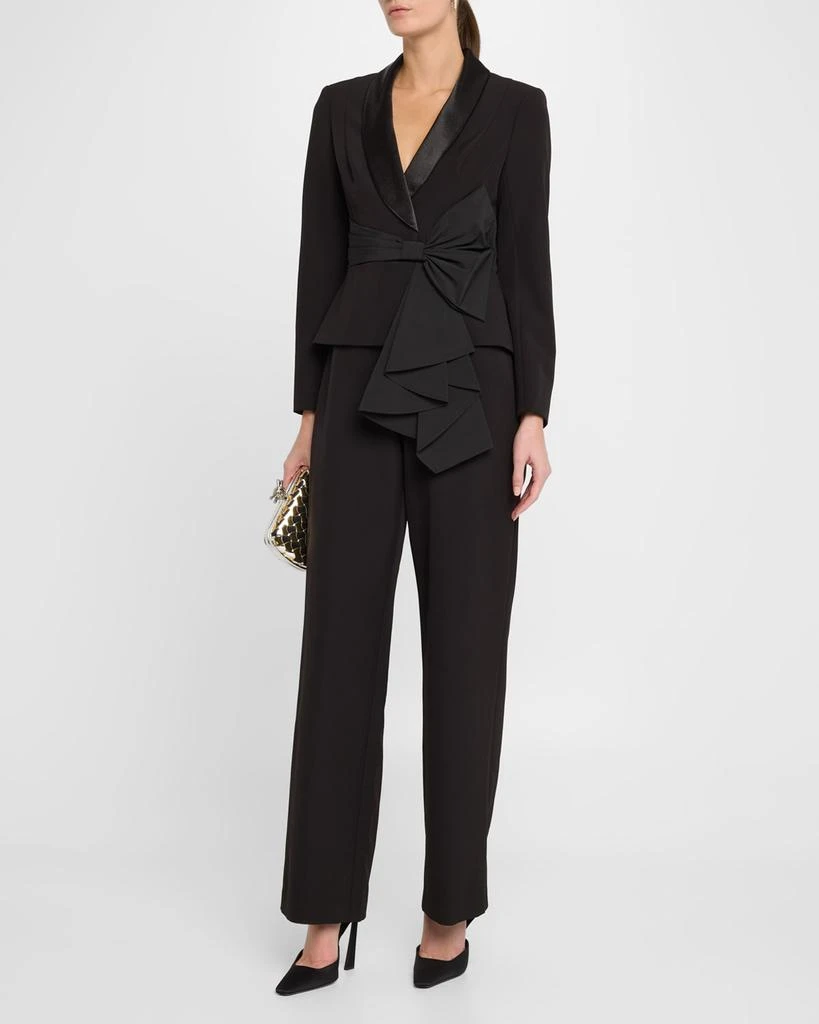 Aidan Mattox Straight-Leg Bow Stretch Crepe Jumpsuit 4