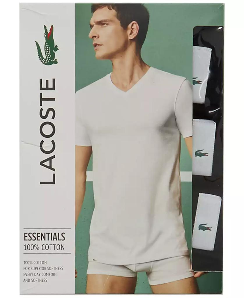 Lacoste Men's 3-Pack Essential Cotton V-Neck Regular Fit Undershirts
