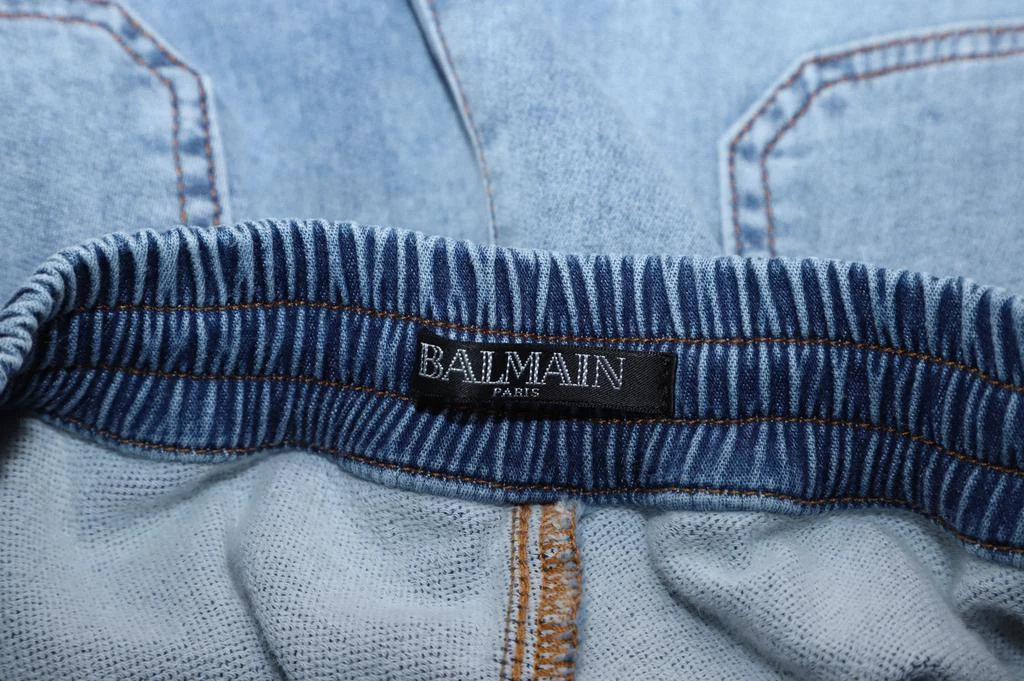 Balmain Stonewashed Biker Jeans in Light Blue Cotton 3