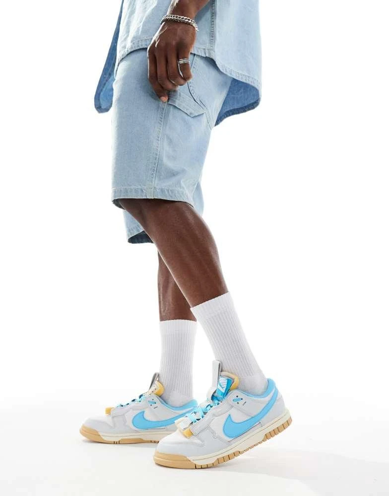 NIKE Nike Dunk Low jumbo trainers in white and blue 3