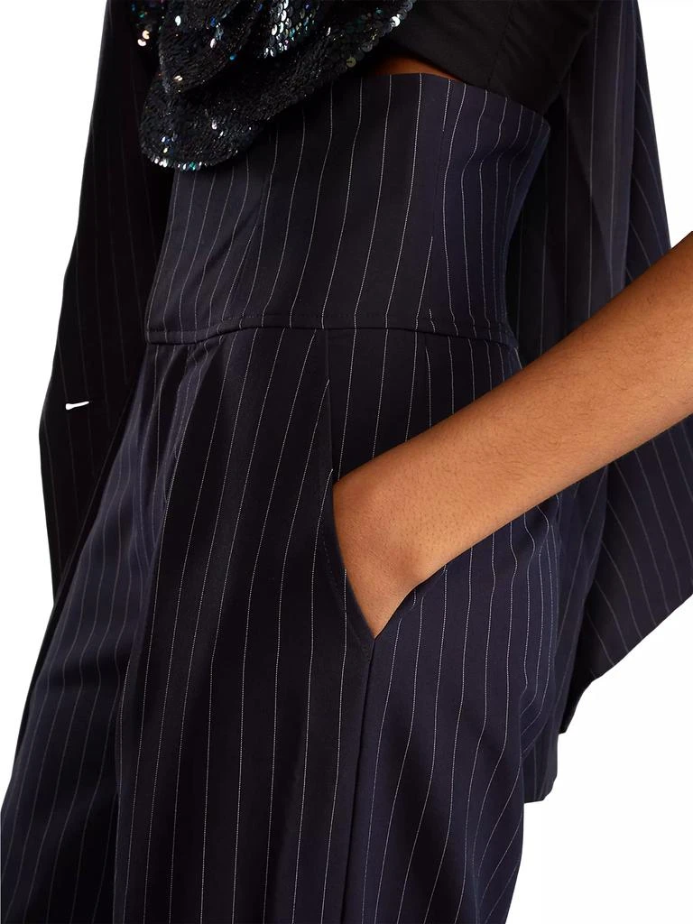 Cynthia Rowley Pinstripe Corset Wide-Leg Pants 4