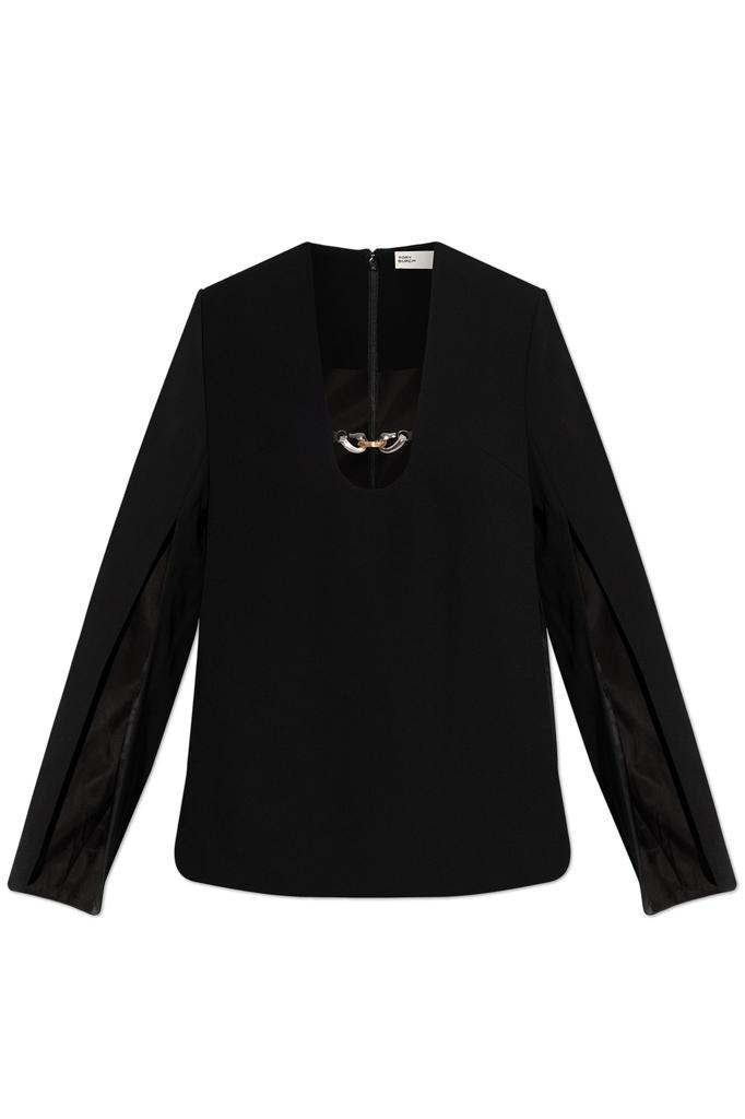 Tory Burch Silk and cotton tunic with pixelated logo print Tory Burch Silk and cotton tunic with pixelated logo print