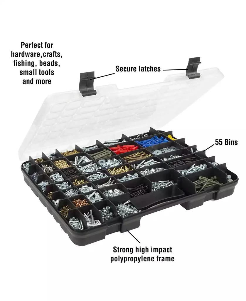 Trademark Global Portable Storage Case with Secure Locks and 55 Small Bin Compartments by Stalwart 3