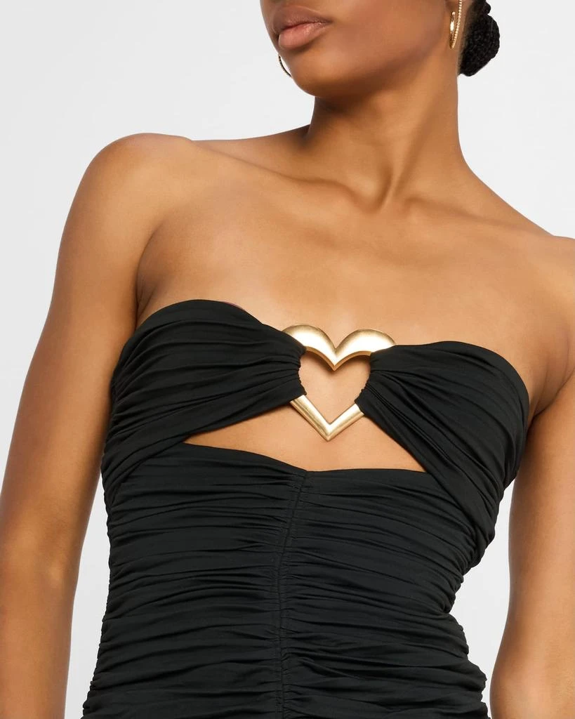 AREA Ruched Strapless Mini Dress with Heart Detail 5