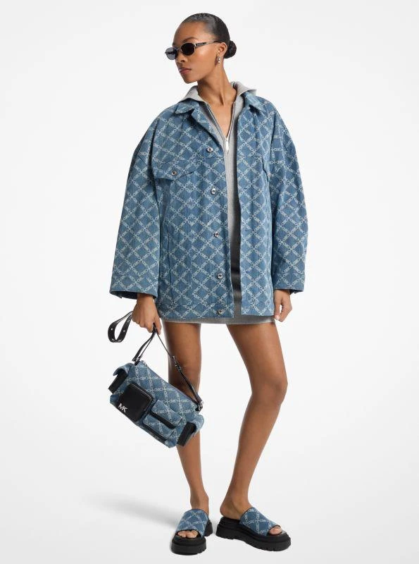 Michael Kors Empire Diamond Jacquard Oversized Denim Jacket 1