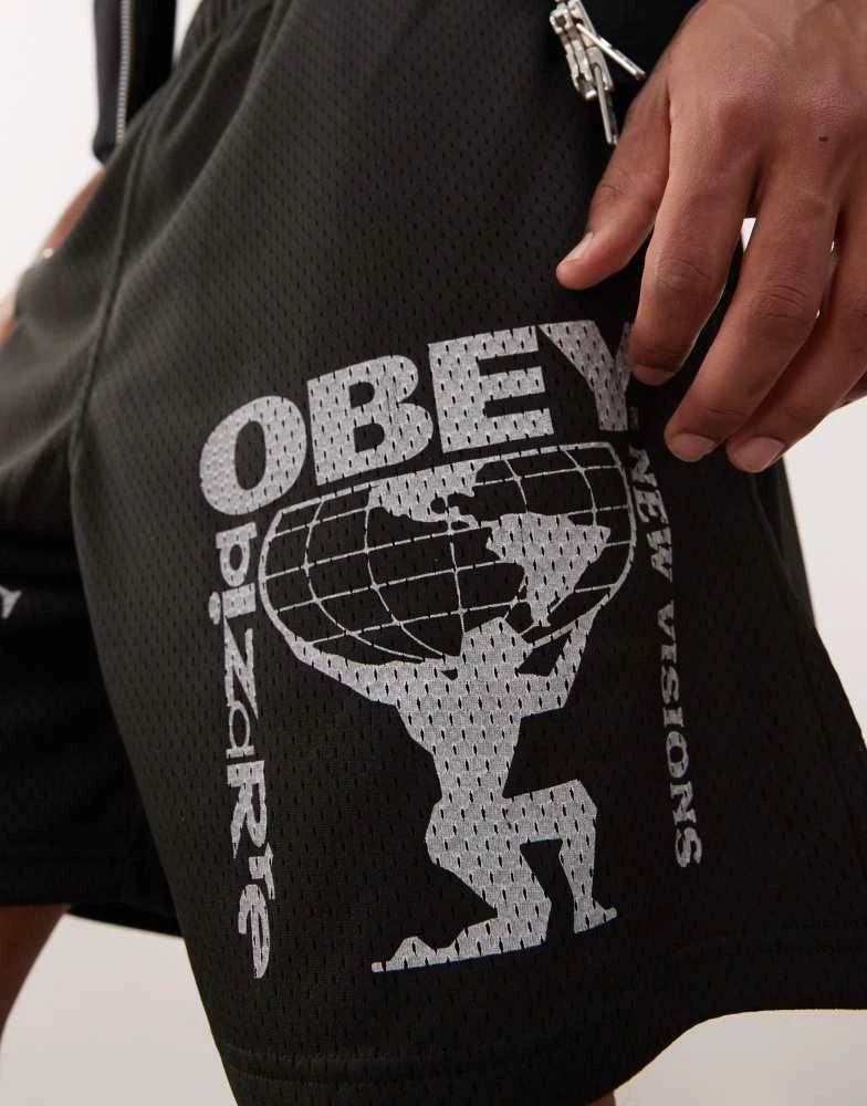 Obey Obey easy cosmic dreams mesh short in black 5