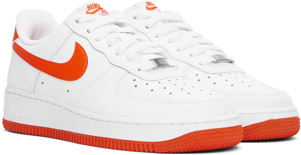 NIKE White & Orange Air Force 1 '07 Sneakers 4