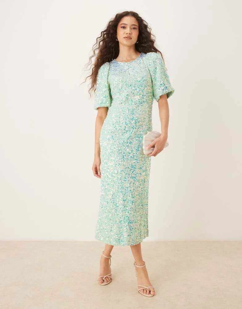 iridescent green dress Iridescent Plunge Maxi Dress Olive Green main image 1