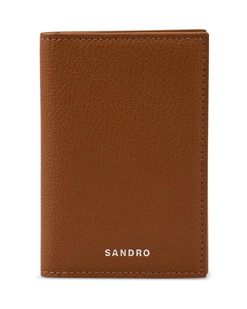 Sandro Grained Leather Foldable Card Holder 1