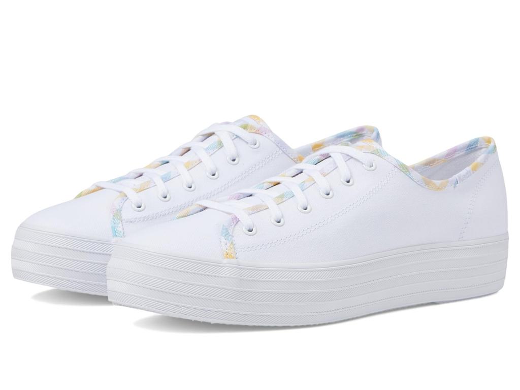 Keds Triple Kick Canvas White-Multi-Gingham-Binding 8.5