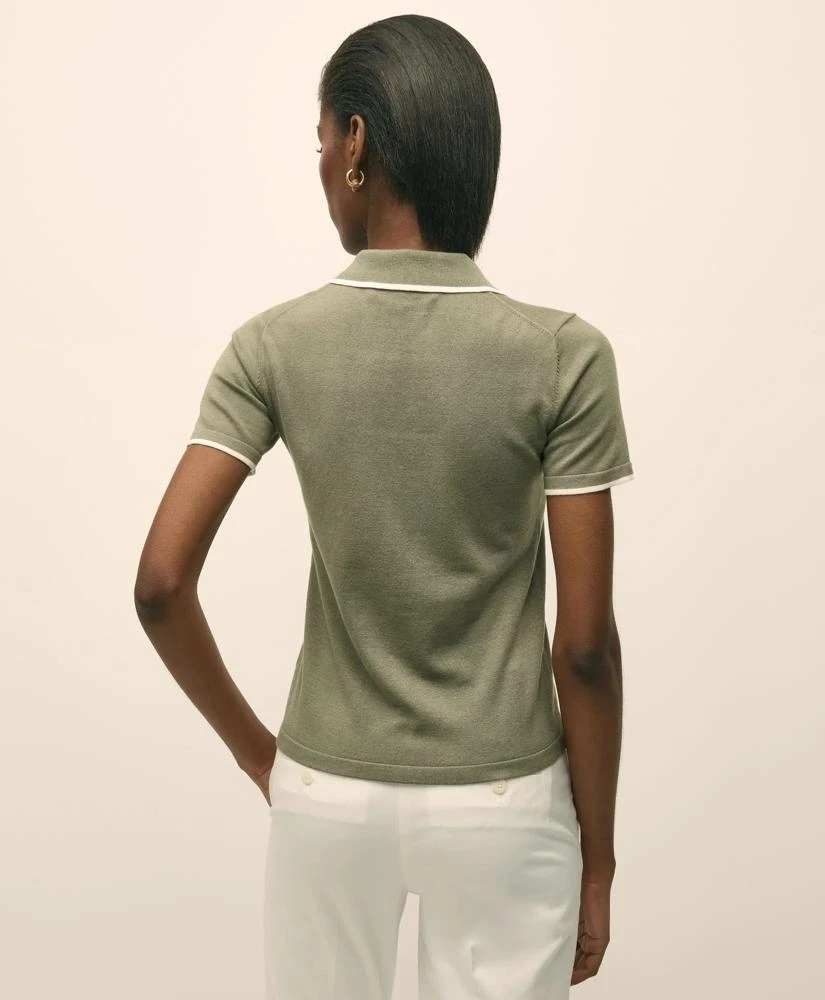 Brooks Brothers Silk Blend Short-Sleeve Tipped Polo Sweater 4